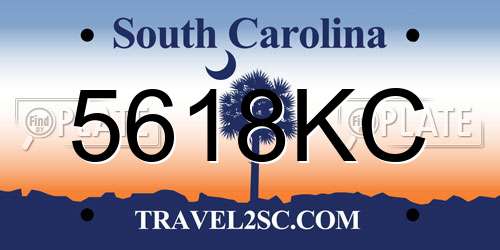 5618KC South Carolina License Plate