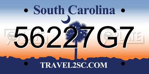 56227G7 South Carolina License Plate