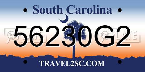 56230G2 South Carolina License Plate