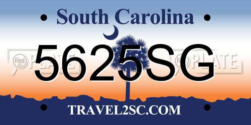 5625SG South Carolina License Plate
