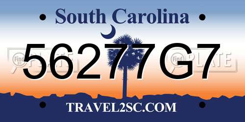 56277G7 South Carolina License Plate