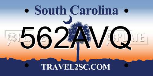 562AVQ South Carolina License Plate