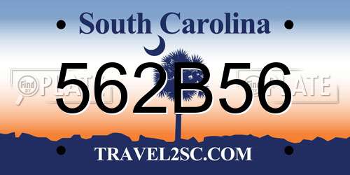 562B56 South Carolina License Plate