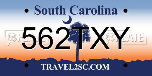 562TXY South Carolina License Plate