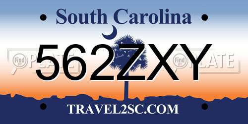 562ZXY South Carolina License Plate