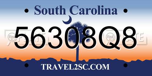 56308Q8 South Carolina License Plate