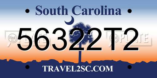 56322T2 South Carolina License Plate