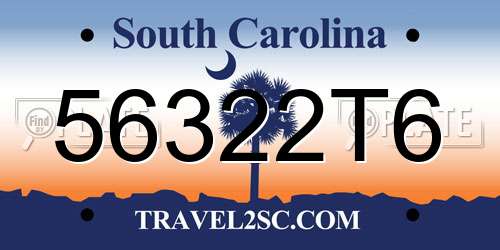 56322T6 South Carolina License Plate