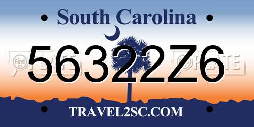 56322Z6 South Carolina License Plate