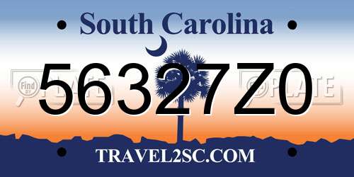 56327Z0 South Carolina License Plate