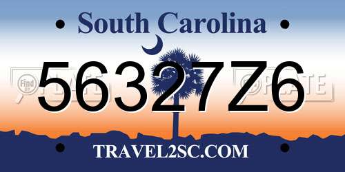 56327Z6 South Carolina License Plate