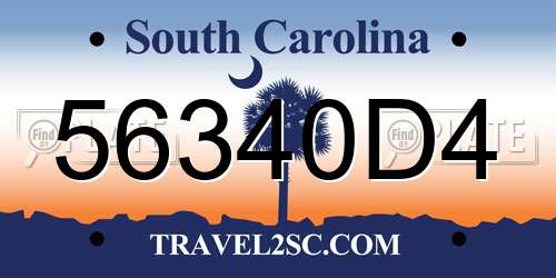 56340D4 South Carolina License Plate