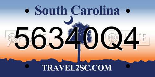 56340Q4 South Carolina License Plate