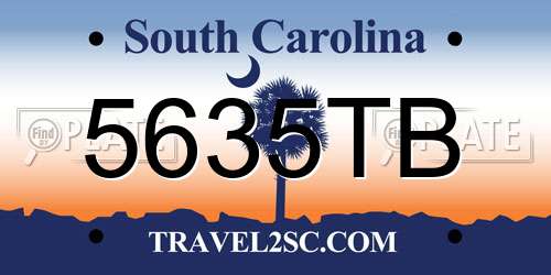 5635TB South Carolina License Plate