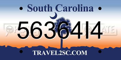 56364I4 South Carolina License Plate