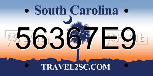56367E9 South Carolina License Plate