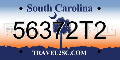 56372T2 South Carolina License Plate