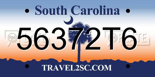 56372T6 South Carolina License Plate