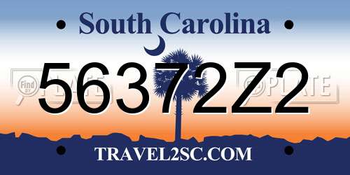 56372Z2 South Carolina License Plate