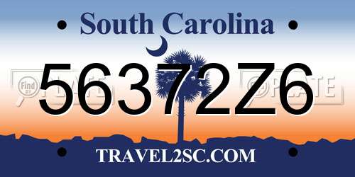 56372Z6 South Carolina License Plate