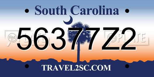 56377Z2 South Carolina License Plate