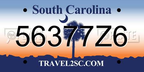 56377Z6 South Carolina License Plate
