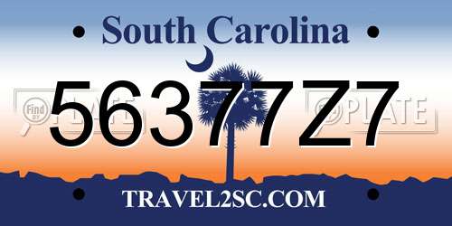 56377Z7 South Carolina License Plate