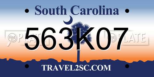 563K07 South Carolina License Plate