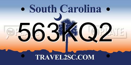 563KQ2 South Carolina License Plate