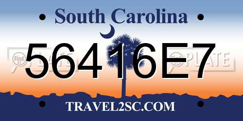 56416E7 South Carolina License Plate