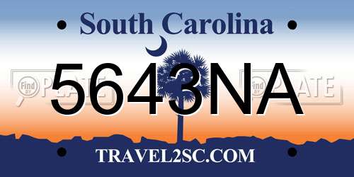 5643NA South Carolina License Plate