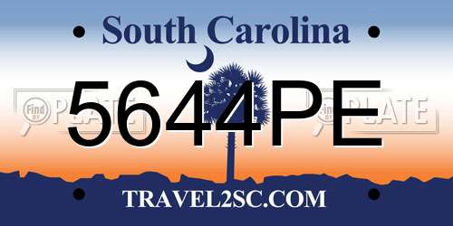5644PE South Carolina License Plate