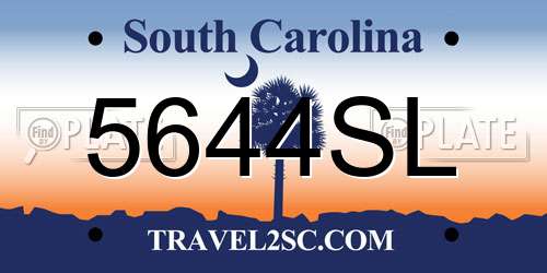 5644SL South Carolina License Plate