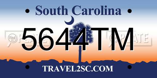 5644TM South Carolina License Plate