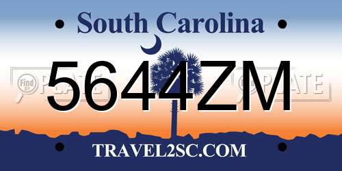 5644ZM South Carolina License Plate