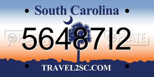 56487I2 South Carolina License Plate