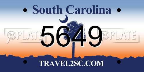 5649 South Carolina License Plate