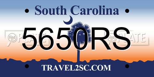 5650RS South Carolina License Plate