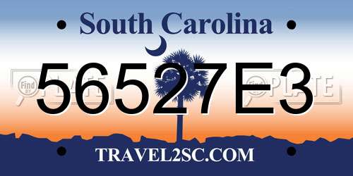 56527E3 South Carolina License Plate