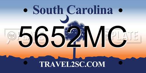 5652MC South Carolina License Plate