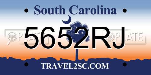 5652RJ South Carolina License Plate