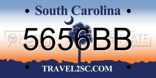 5656BB South Carolina License Plate