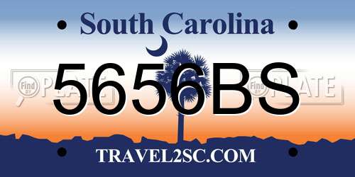 5656BS South Carolina License Plate