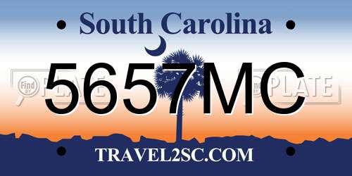 5657MC South Carolina License Plate