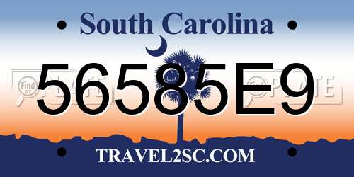 56585E9 South Carolina License Plate