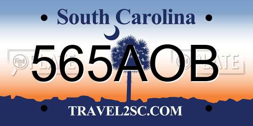 565AOB South Carolina License Plate