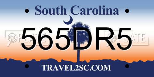 565DR5 South Carolina License Plate