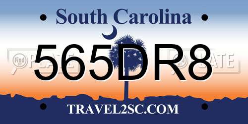 565DR8 South Carolina License Plate