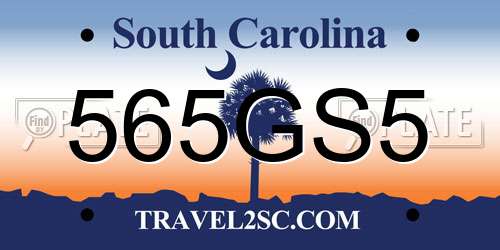 565GS5 South Carolina License Plate