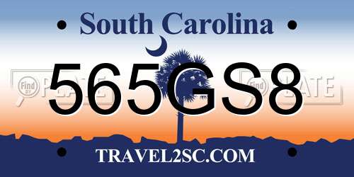 565GS8 South Carolina License Plate